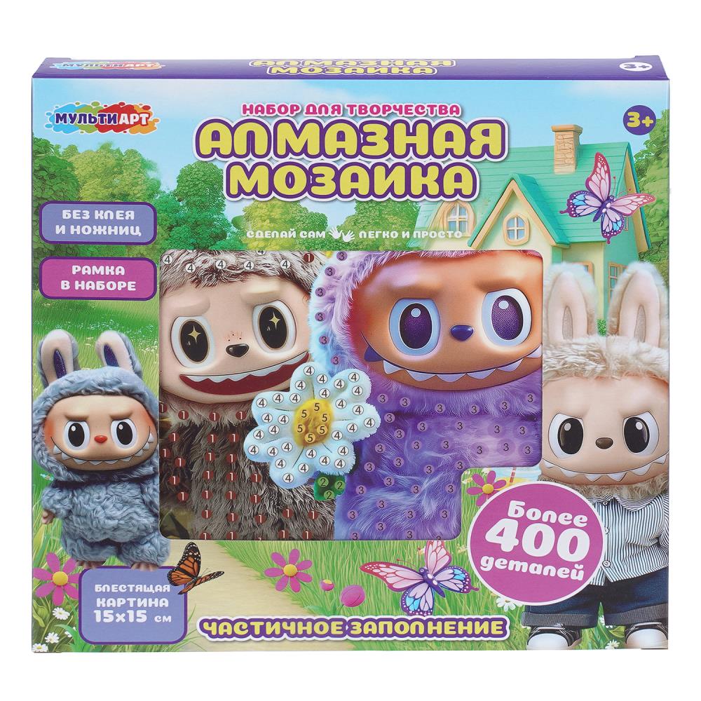 Алмазная мозаика 15*15 см, в коробке лабубу MultiArt в кор.48шт