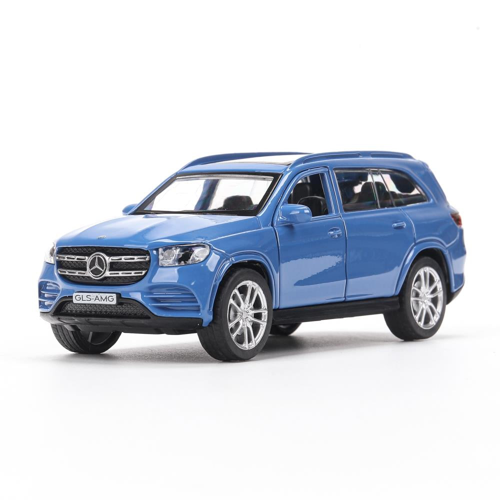 GLS-12-BU Машина металл MERCEDES-BENZ gls class amg 12см, дв,баг,ин,синий, кор. Технопарк в кор.2*36