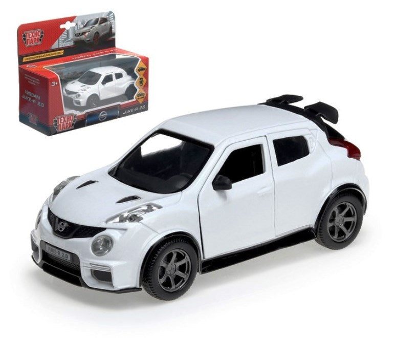 Машина металл NISSAN JUKE-R 2.0 длина 12 см, двер, багаж, инерц, белый, кор. Технопарк в кор.2*36шт