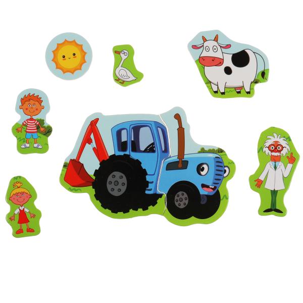Игрушка деревянная Синий ТРАКТОР вкладыш Буратино в кор.200шт