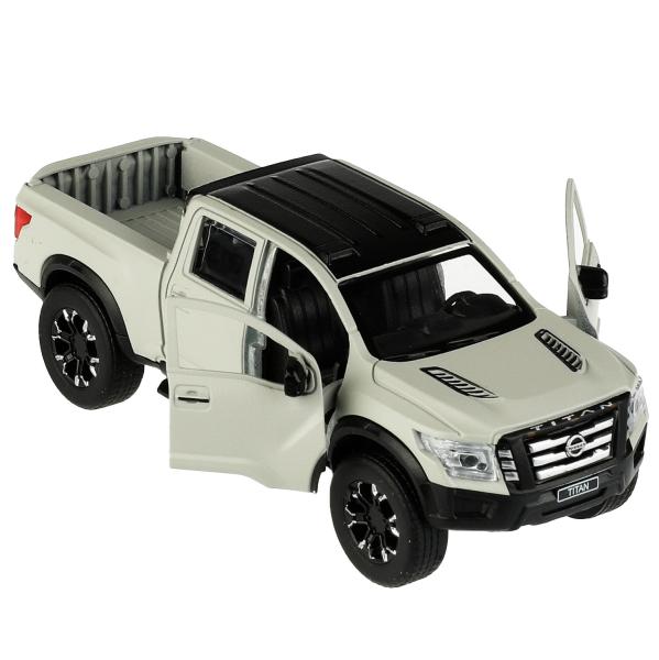 Машина металл NISSAN TITAN МАТОВЫЙ 12,5 см, двери, багаж, инерц, серый, кор. Технопарк в кор.2*36шт