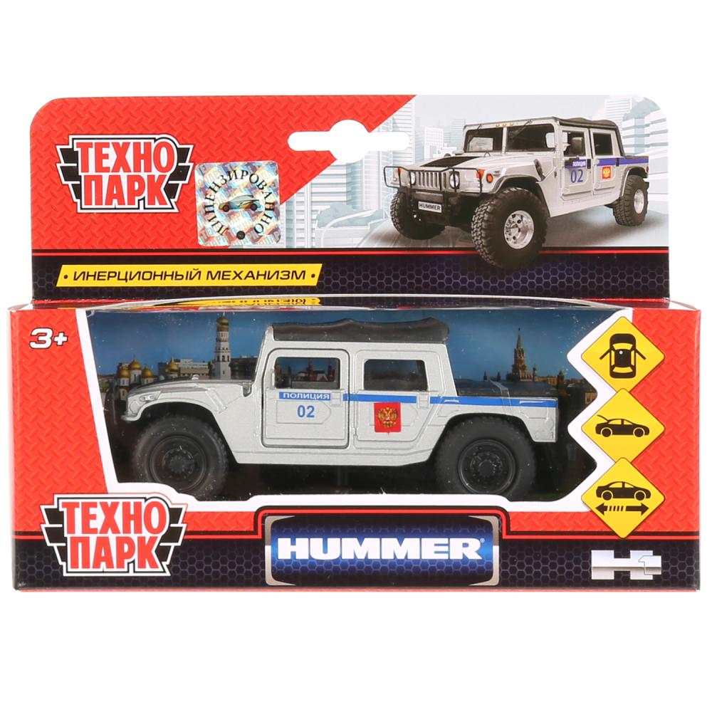 Технопарк. Модель "Hummer H1 Полиция" арт.SB-18-09-H1-P-WB 12см метал. открыв. двери, инерц. в кор.