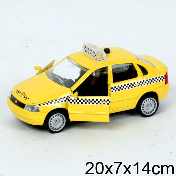 Машина металл LADA калина ТАКСИ 12 см, свет+звук, откр. дв., инерц., в кор. Технопарк в кор.2*24шт