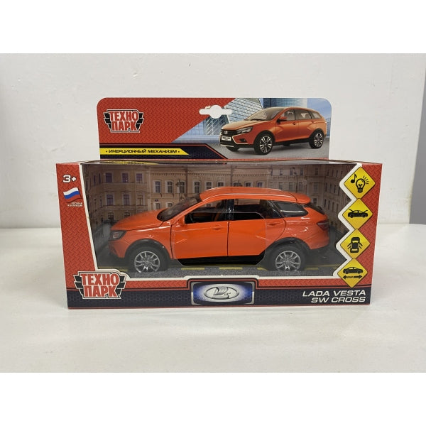 Машина металл свет-звук LADA VESTA SW CROSS 17,5см, двери, инерц, оран, кор. Технопарк в кор.2*24шт