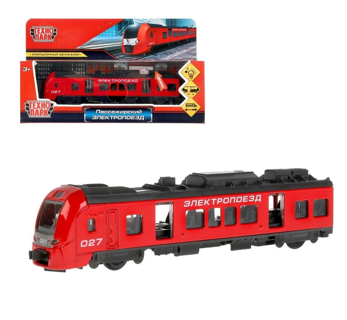 ELTRAIN-17SL-RD 306655 Модель металл свет-звук РЖД ЭЛЕКТРОПОЕЗД 17 см, двери, красн, в кор Технопа