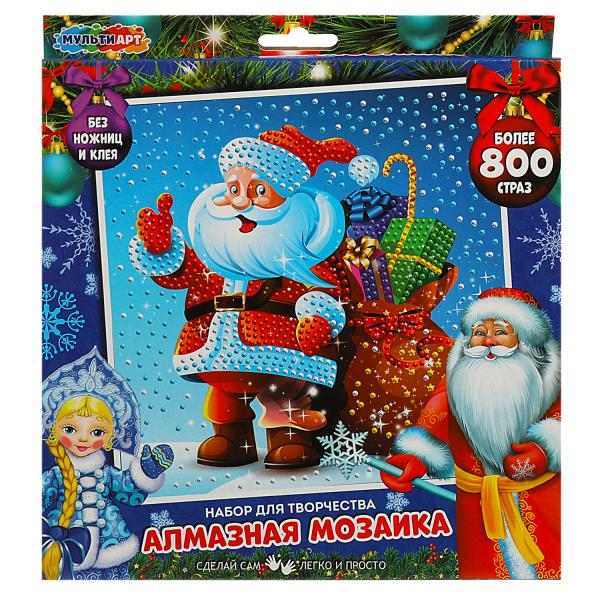 Алмазная мозаика 20*20 см новый год дед мороз с подарками МУЛЬТИ АРТ в кор.48шт