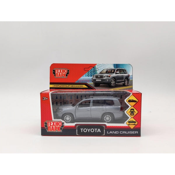 Машина металл TOYOTA LAND CRUISER 12,5 см, двери, инерц, серый, кор. Технопарк в кор.2*36шт