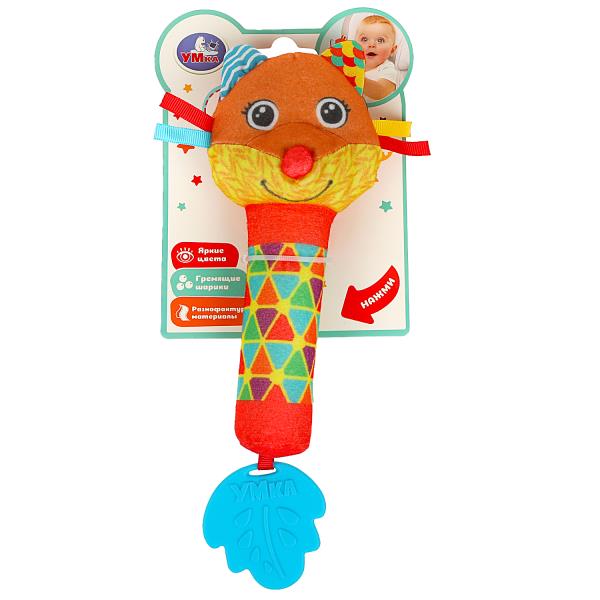 Текстильная игрушка погремушка - пищалка Умка в кор.250шт