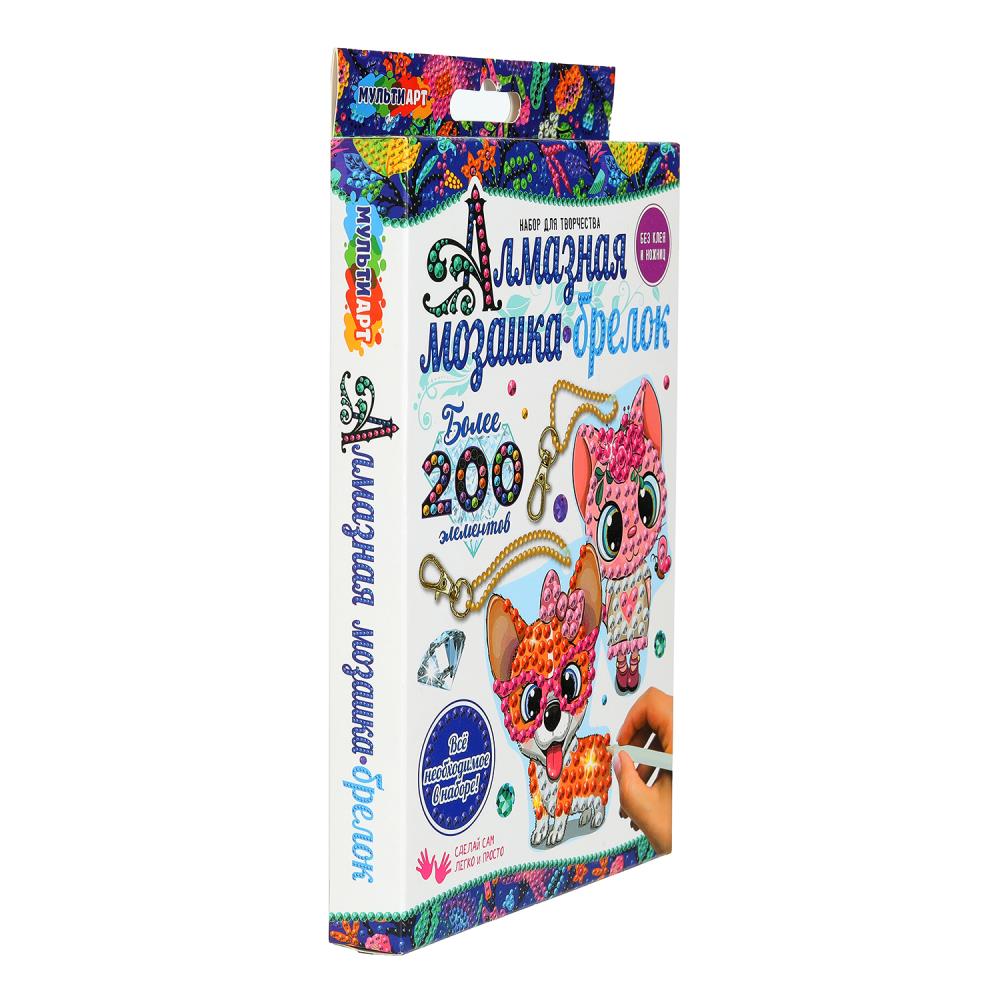 Алмазная мозаика-подвеска милые животные МУЛЬТИ АРТ в кор.50шт