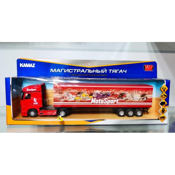 4680107981370 Машина металл свет-звук KAMAZ ТЯГАЧ С ПОЛУПРИЦЕПОМ 37 см, двери, инерц, кор. Технопарк
