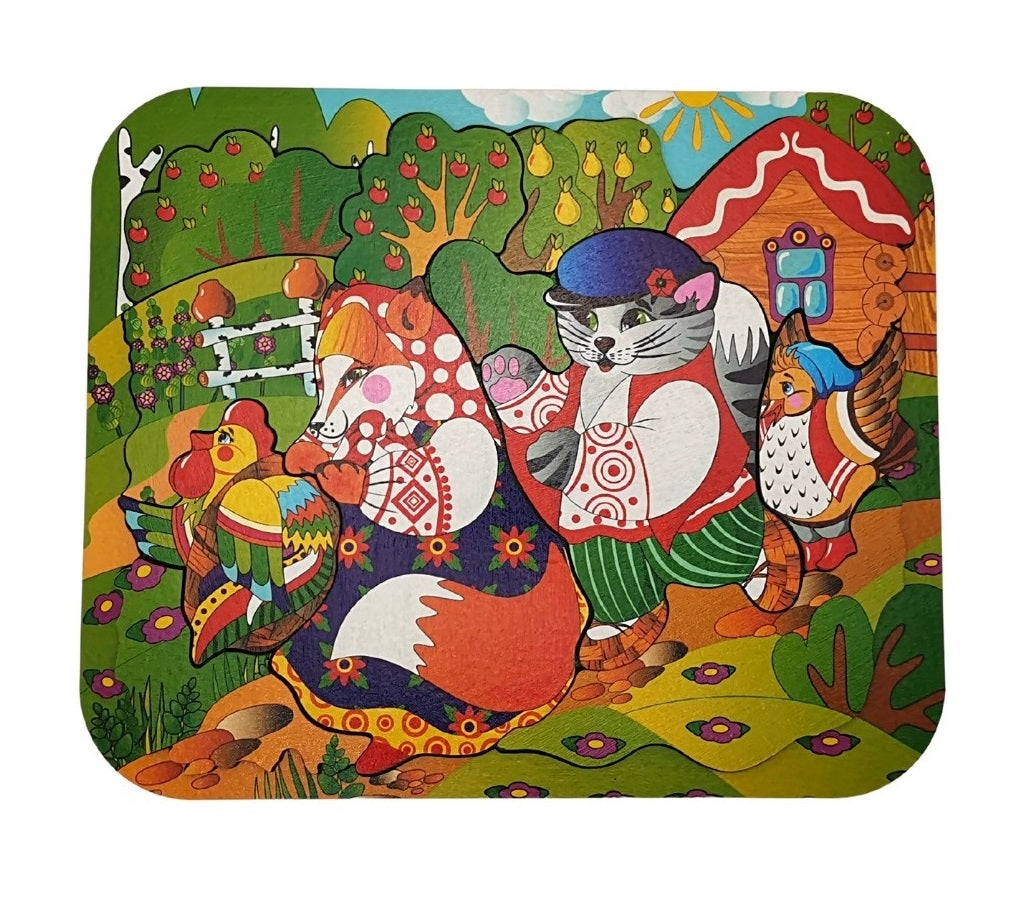 Деревянный пазл "Кот, Петух и Лиса" 12 дет. арт 8304 /30
