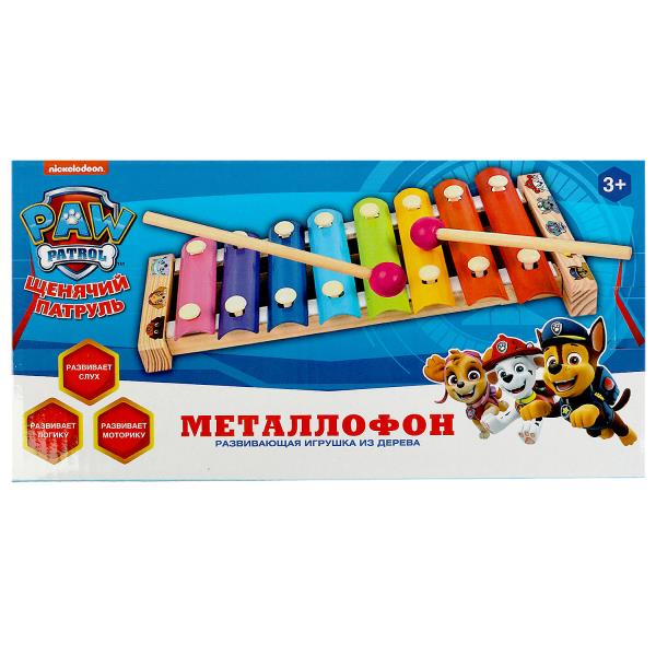 Игрушка деревянная Щенячий Патруль металлофон 9*1,5*18,5, коробка Буратино в кор.100шт