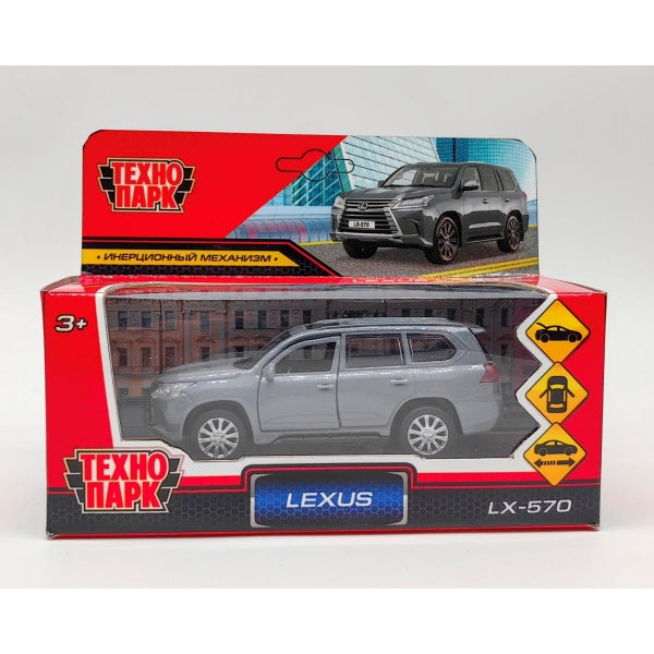 Машина металл LEXUS LX-570 длина 12 см, двери, багаж, инерц, серый, кор. Технопарк в кор.2*36шт