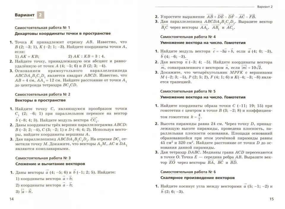 Математика: алгебра и начала математического анализа, геометрия. Геометрия. 11 кл. (углубленный уровень). Самостоятельные и контрольные работы.