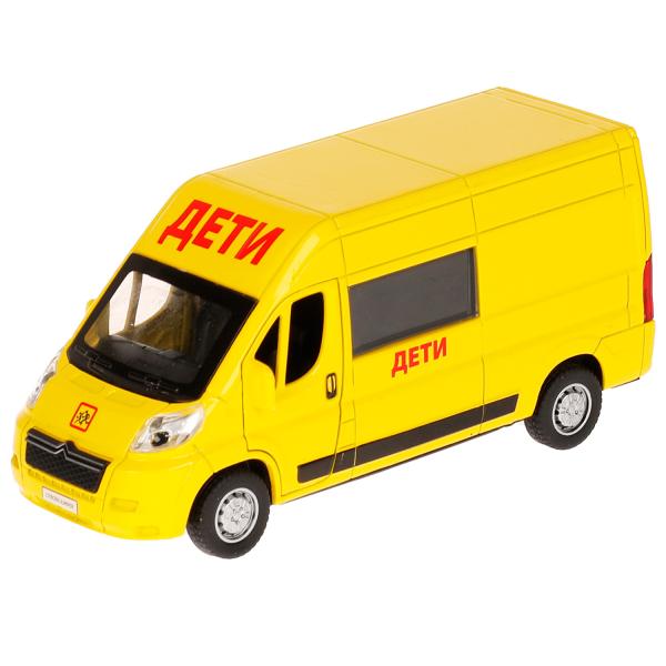 Машина металл CITROEN JUMPER ДЕТИ 14 см, двери, багаж, инерц, желтый, кор. Технопарк в кор.2*36шт