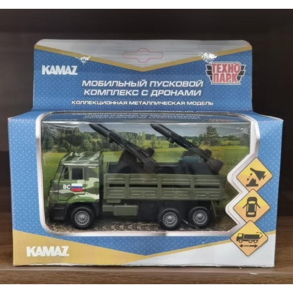 4680878091162 Машинa металл KAMAZ комплекс с дронами, 12 см, двери, инерция, багажник Технопарк в ко