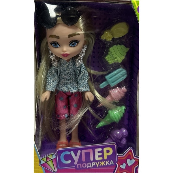 Кукла супер подружка 15 см, аксессуары КАРАПУЗ в кор.2*84шт