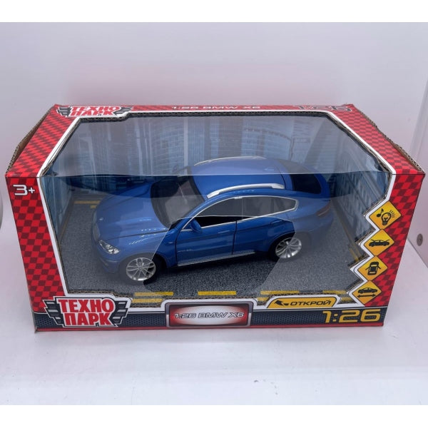 Машина металл свет-звук BMW X6, 20 см, двери, капот, багажник Технопарк в кор.2*6шт