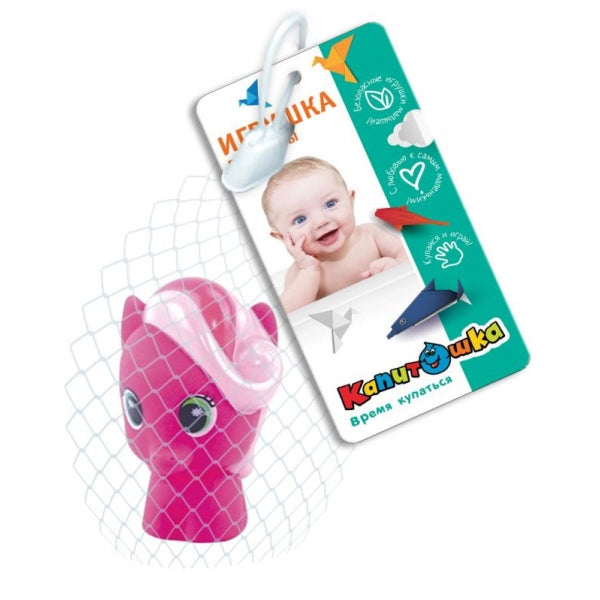Игрушка для ванны пони розовая в сетке, КАПИТОШКА в кор.500шт