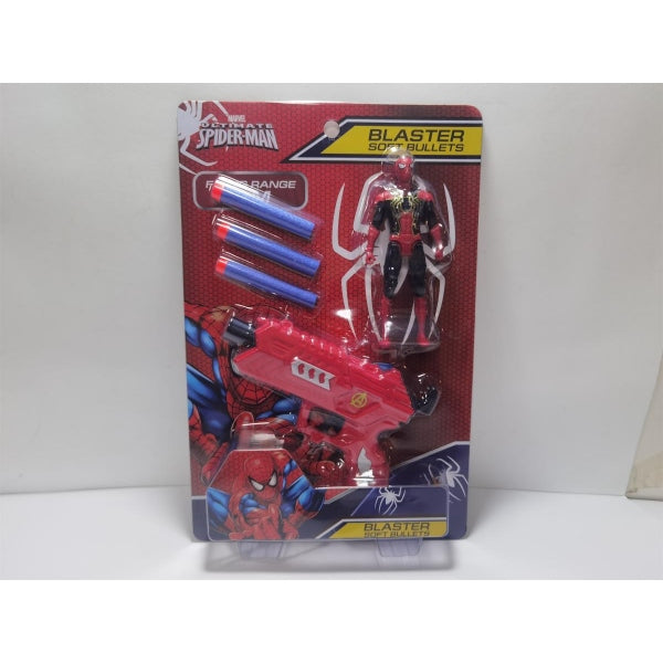 Бластер spider-man, мягкие пули, фигурка, блист.19*28,5*4см Без товарного знака
