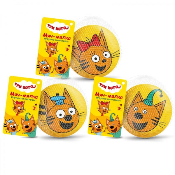 123889-TC-FT Игрушка антистресс Три Кота мяч супер мялка в сетке, мука Супер Жим уп-12шт в кор.9уп