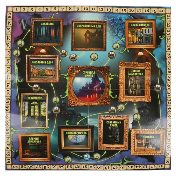 Загадочная семейка AD.Настольная игра-ходилка квадрат.40 карточек.250*250*55мм. Умные игры в кор10шт