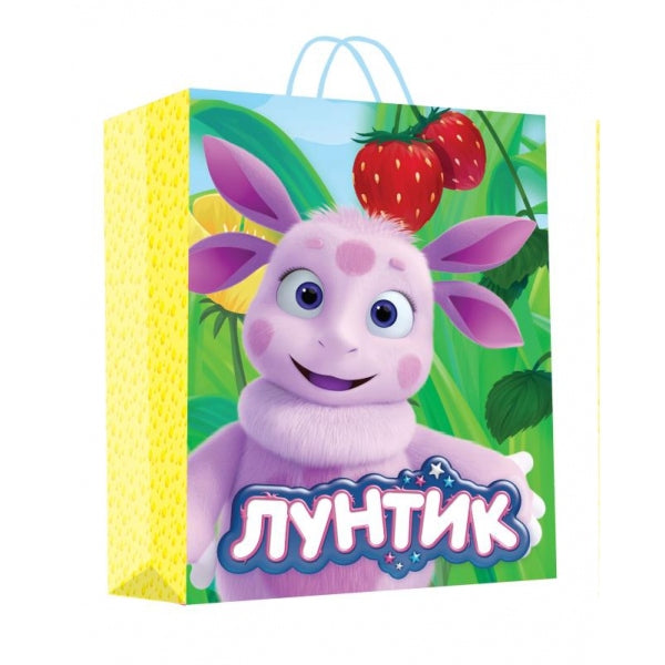 Пакет подарочный глянцевый Лунтик l, 26*32*14 см ЧУДО ПРАЗДНИК в кор.24*12шт