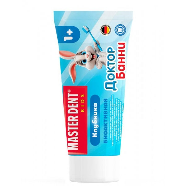 Детская зубная паста доктор банни клубника 65 гр MASTER DENT в кор.24шт