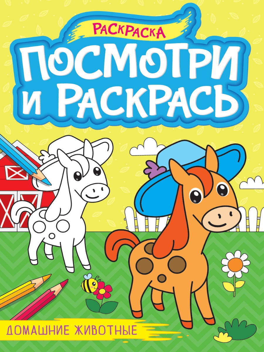 ПОСМОТРИ И РАСКРАСЬ А4. ДОМАШНИЕ ЖИВОТНЫЕ