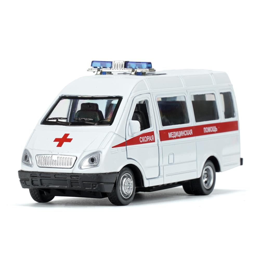 Машина металл ГАЗ газ-3221 "газель" СКОРАЯ длина 12,2 см, двери,инерц, кор. Технопарк в кор.2*36шт