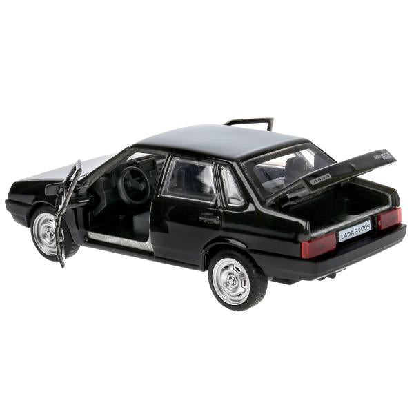 Машина металл LADA-21099 "СПУТНИК" 12 см, двери, багаж, инерц, черный, кор. Технопарк в кор.2*36шт