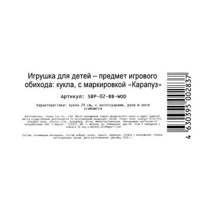 Кукла 29см София, руки и ноги сгиб., акс., кор. КАРАПУЗ в кор.24шт