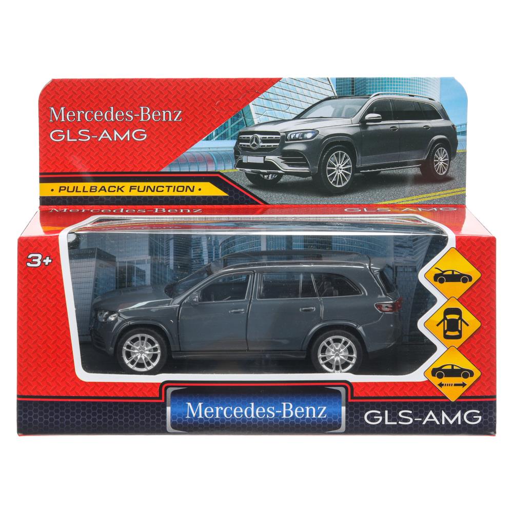 Машина металл MERCEDES-BENZ gls class amg 12см, дв,баг,ин,серый, кор. Технопарк в кор.2*36шт