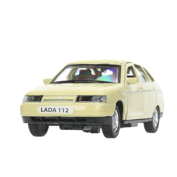 Машина металл ваз-2112 12 см, двери, багаж, беж, кор. Технопарк в кор.2*36шт