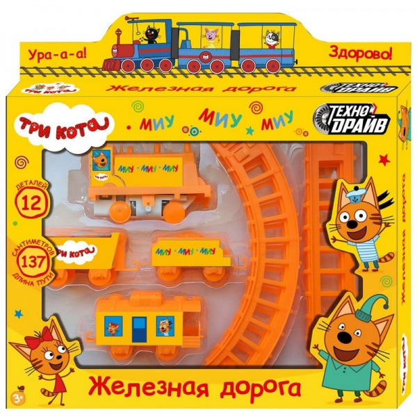 Железная дорога мультяшная Три Кота длина пути 137 см, кор.25*25,5*4см ТЕХНОДРАЙВ в кор.2*54шт