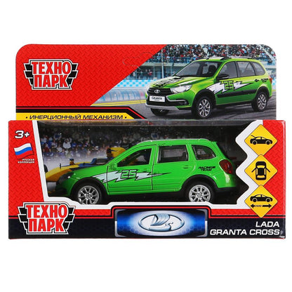 Машина металл LADA GRANTA CROSS СПОРТ 12 см, двер, баг, инерц, зеленый, кор. Технопарк в кор.2*36шт