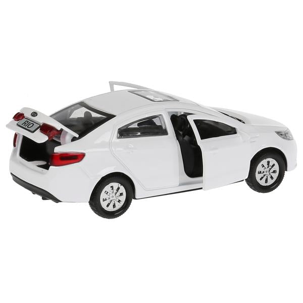 Машина металл KIA RIO длина 12 см, двери, багаж, инерц, белый, кор. Технопарк в кор.2*36шт