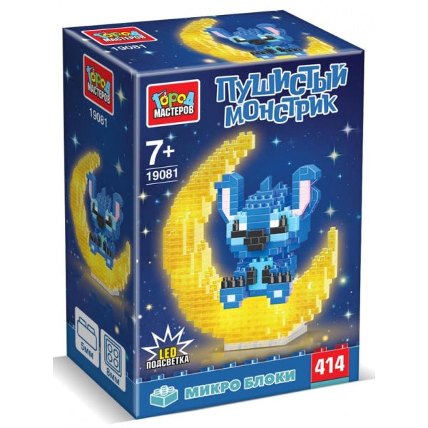 Конструктор 3D сборная фигурка стич с led подсветкой , 414 дет. Город мастеров