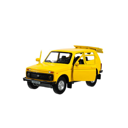 Машина металл LADA 4x4 12 см, двери, багаж, инерц, желтый, кор. Технопарк в кор.2*36шт