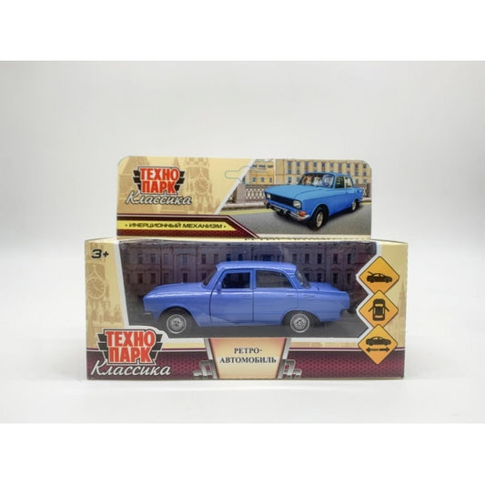 Машина металл азлк "москвич-2140sl", длина 12,5 см, инерция, синий Технопарк в кор.2*36шт
