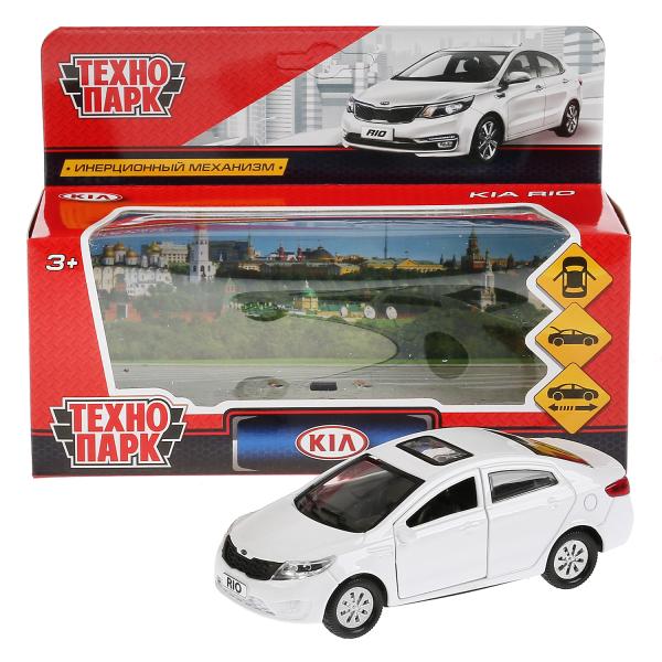 Машина металл KIA RIO длина 12 см, двери, багаж, инерц, белый, кор. Технопарк в кор.2*36шт