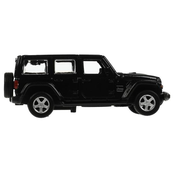 Машина металл JEEP WRANGLER SAHARA 12 см, двери, багаж, инерц, черный, кор. Технопарк в кор.2*36шт