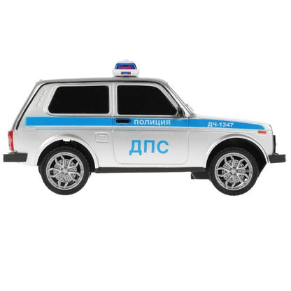 LADA4X4-18LPOL-GY 327204 Машина р/у LADA ПОЛИЦИЯ 4x4 18 см, свет, сер, кор. Технопарк в кор.24шт