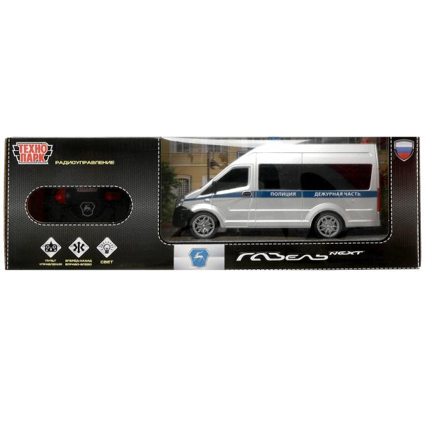 GAZELNEXT-21RCL-POL-GY338747 Машина р/у ГАЗЕЛЬ NEXT ПОЛИЦИЯ 21,5 см, свет, сереб, кор. Технопарк в к