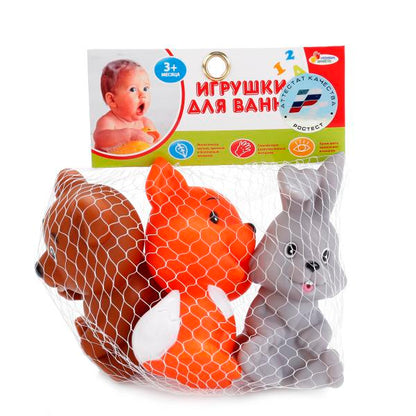 Игрушка пластизоль для ванны заяц, лиса, мишка 3 шт. в сетке ИГРАЕМ ВМЕСТЕ в кор.50шт