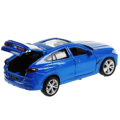 Машина металл BMW X6 длина 12 см, двери, багаж, инер, синий, кор. Технопарк в кор.2*36шт