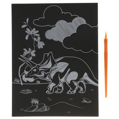 MultiArt. Гравюра "Динозавр" 18х24 см золотая в конверте арт.100SCRATCHART-GOLD-DINO1