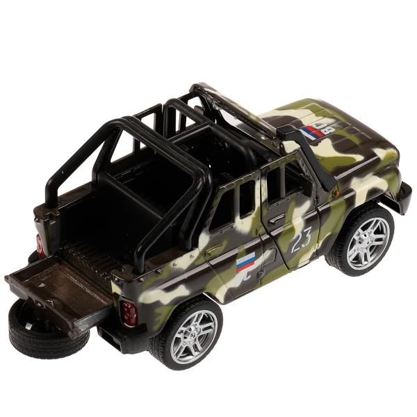 Машина металл UAZ HUNTER beach ВОЕННЫЙ, 11,5 см, откр дв, багаж., ин., кор. Технопарк в кор.2*36шт