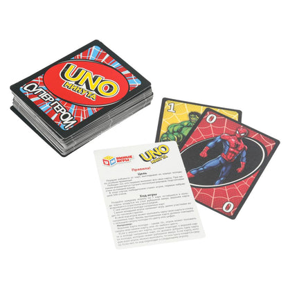 UNO минута. Супергерои. Карточная игра 92х130х22 мм.Умные игры в кор.100шт