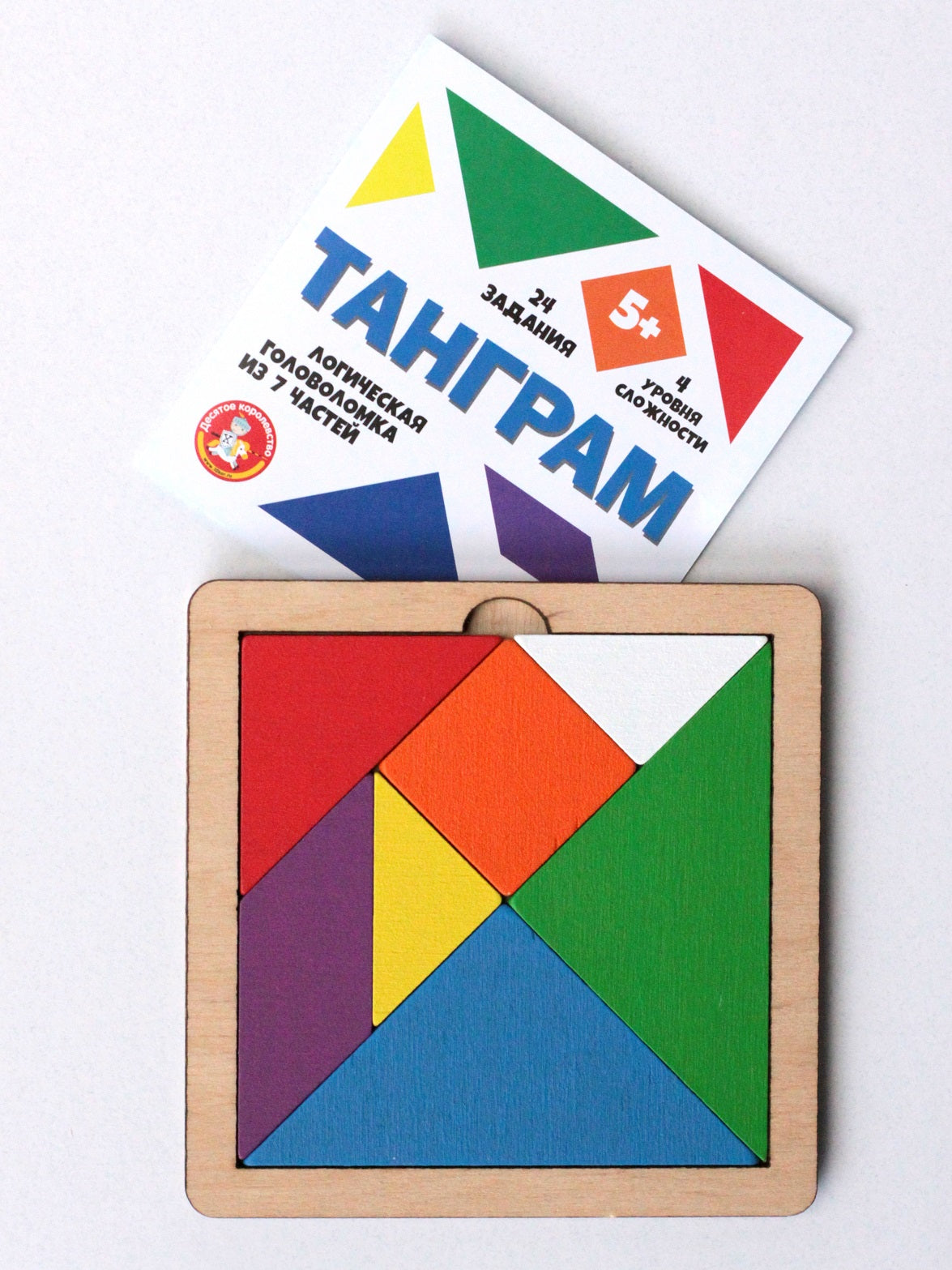 Игра головоломка деревянная "Танграм" (цветная, малая)